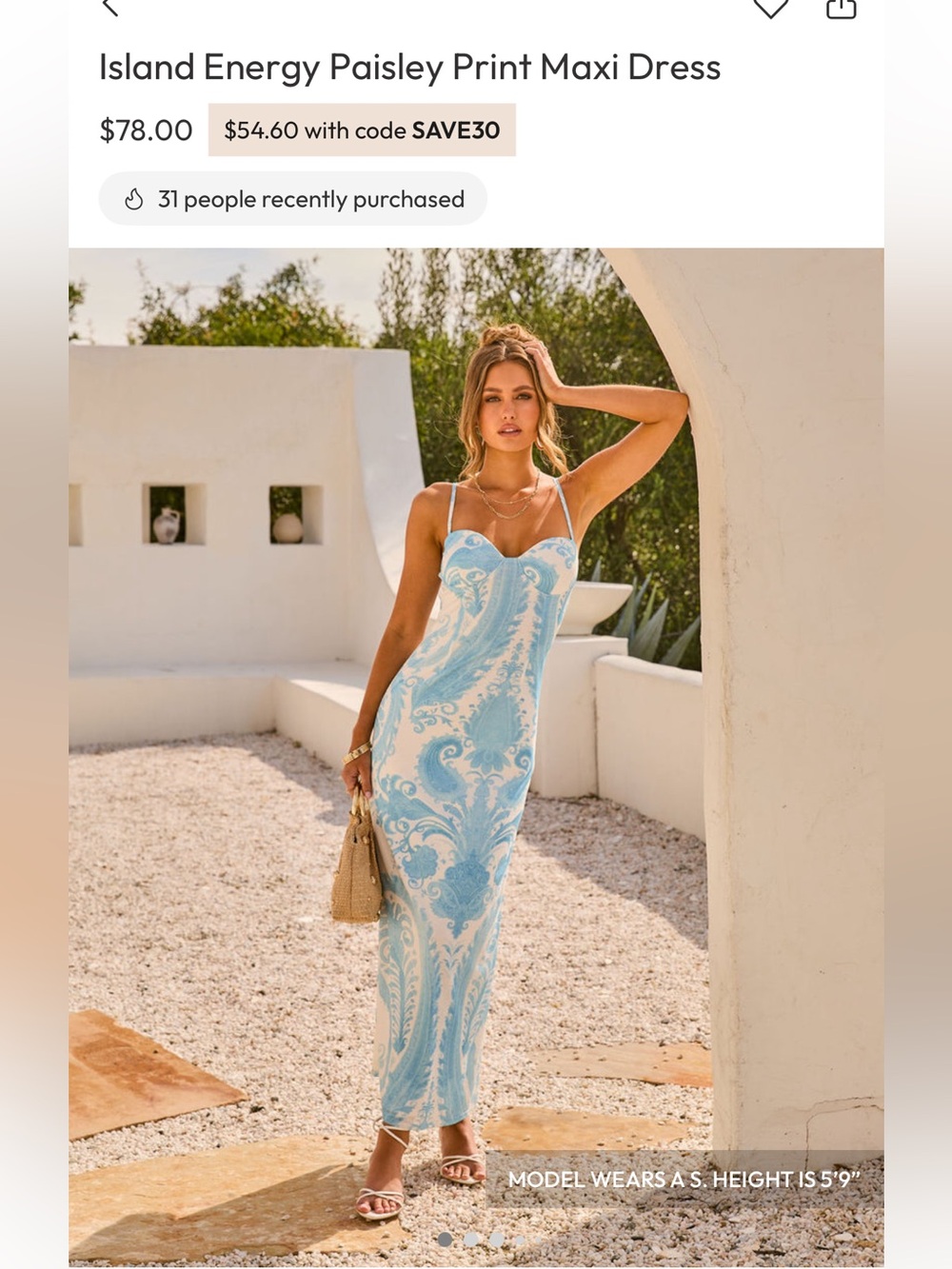 *NWOT VICI Island Energy Paisley Print Maxi dress